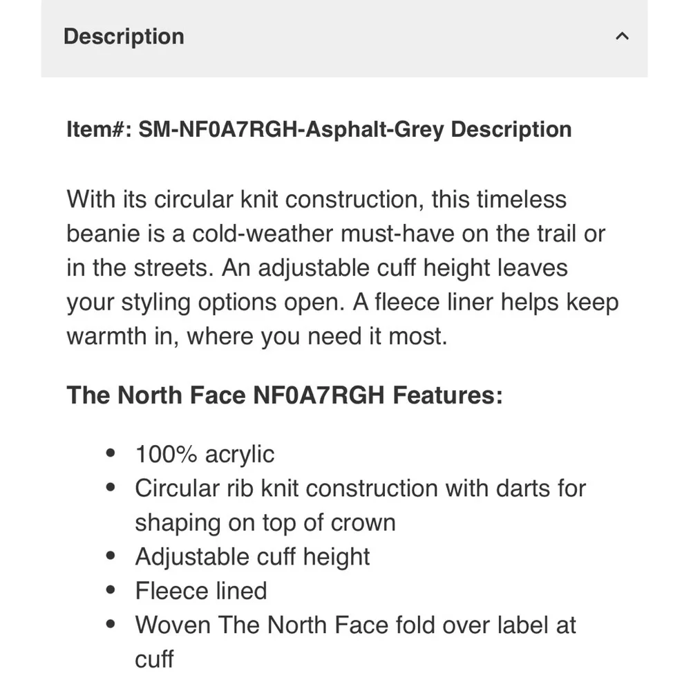 The North Face Dark Asphalt Gray Knit Beanie